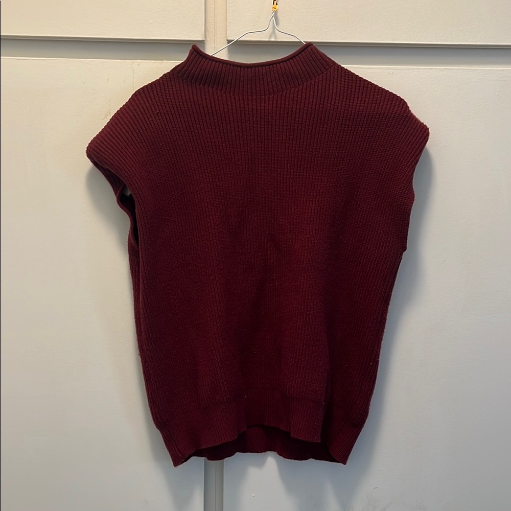 Burgundy Sleeveless Knit Sweater